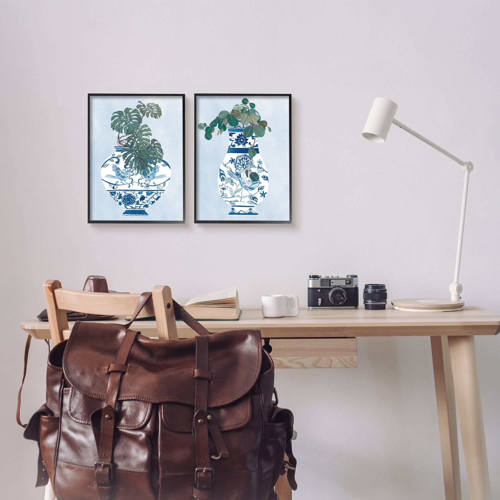 Stupell Indtries Elegant Indoor Plant Still Life Ornate Blue Vases,11 x 14,Design by Melissa Wang&nbsp;