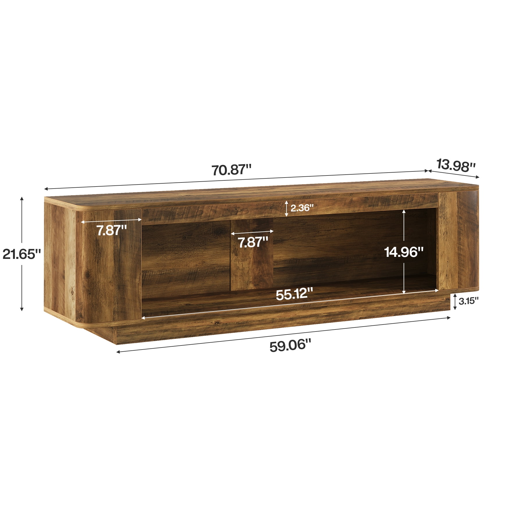 Tribesigns 70.9-Inch Farmhouse TV Stand, Entertainment Center with LED Light Strip for 65/70/75/80-Inch TVs, Rustic Brown