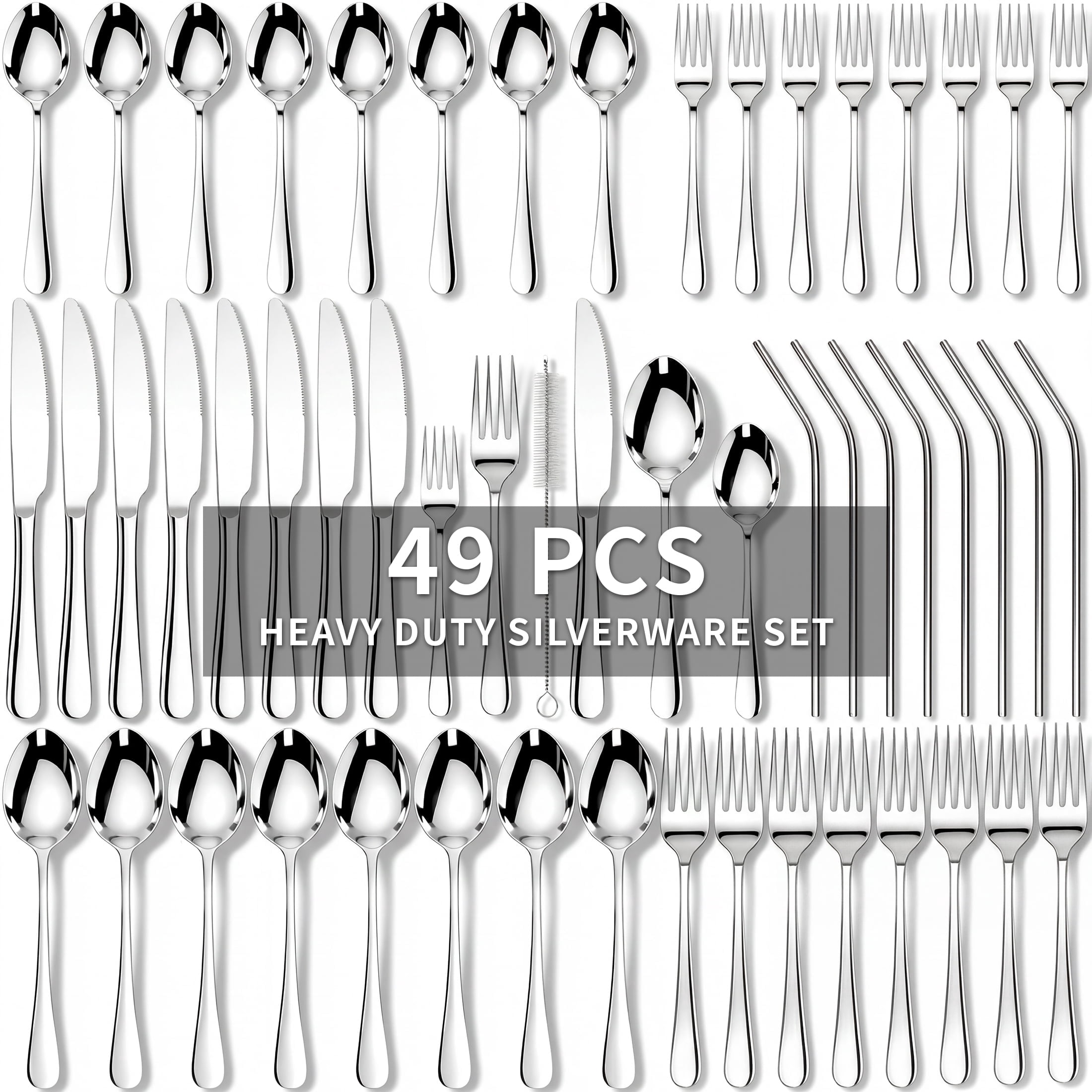 Kikcoin 49-Piece Stainless Steel Flatware Set for 8 photo 1