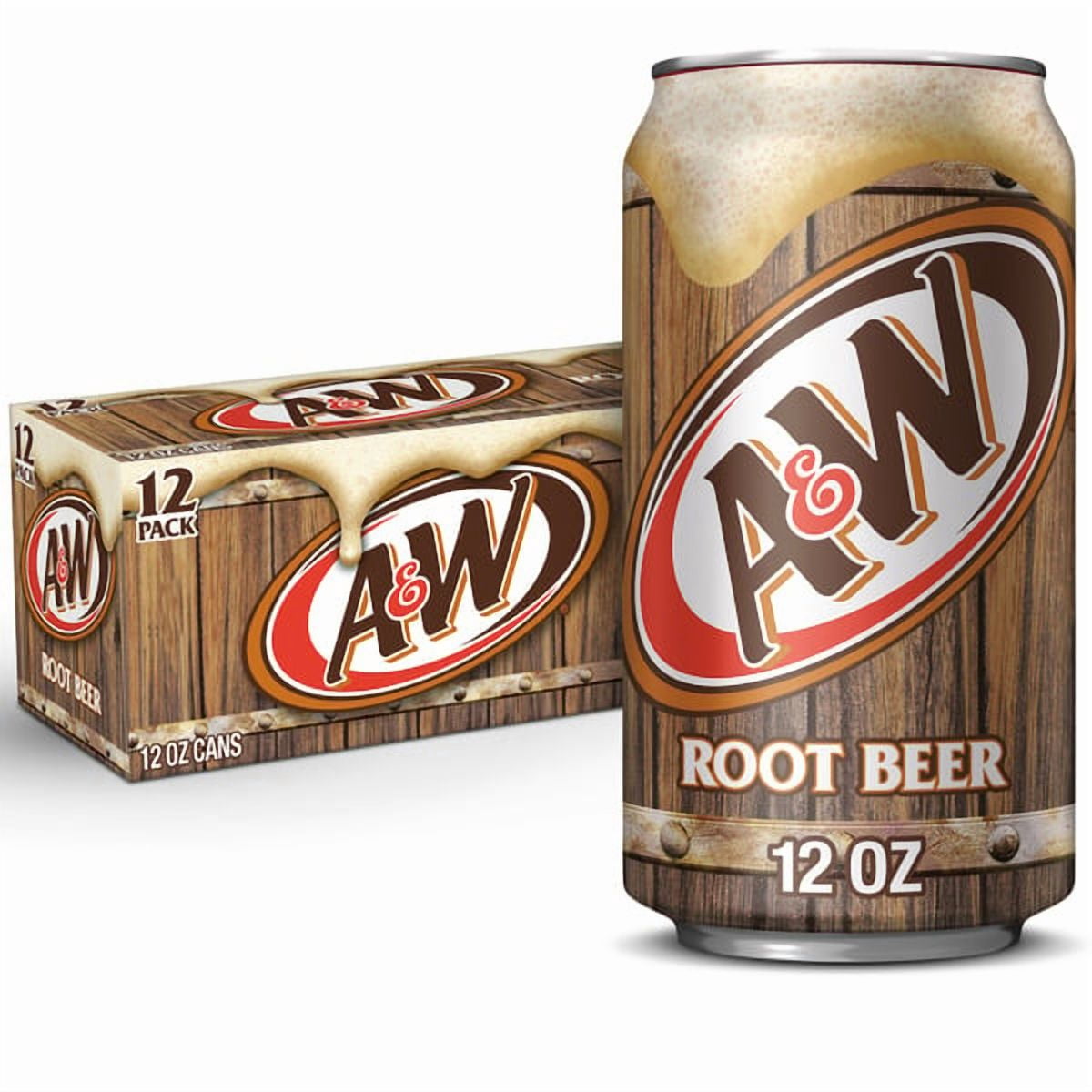 A&W Root Beer and A&W Root Beer Zero Sugar, Variety Pack, 12 fl oz Cans, 24 Count