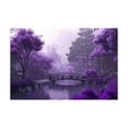 thumbnail image 5 of Mudket Framed,Canvas Wall Art,Ready to Hang, Purple Garden Bridge Pond Floral Canvas Print, Zen Botanical Wall Decor, Relaxing Wall Pictures for Bedroom Living Room Office Decor - 12"L x 8"W, 5 of 10