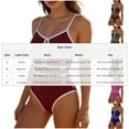 thumbnail image 4 of UPPADA Womens Cute One Piece Swimsuit Solid Color Spaghetti Straps Swimdress Built In Comfy Bra V Neck Beach Swimsuit Backless Strap Swimwear Red,M, 4 of 6