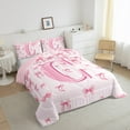 thumbnail image 3 of jejeloiu Personalized Gifts Bowtie Bedding Comforter Set,Letter C Twin Comforter Sets,Pink Bow Bowknot Bedding Set,Lightweight Room Decoration Reversible,2 Pieces, 3 of 8