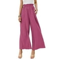 thumbnail image 4 of Blotona Women Straight Wide Leg Long Pants Cotton Linen Solid Color High Waist Loose Palazzo Fit Side Pockets Casual Simple Ankle-length Pants, 4 of 5