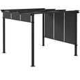 thumbnail image 1 of 10' x 10' Metal Outdoor Pergola with Retractable Canopy, Charcoal Grey Steel Frame Patio Gazebo for Garden, Backyard, Deck and Dining Area, Weather-Resistant Polyester Roof, 1 of 7