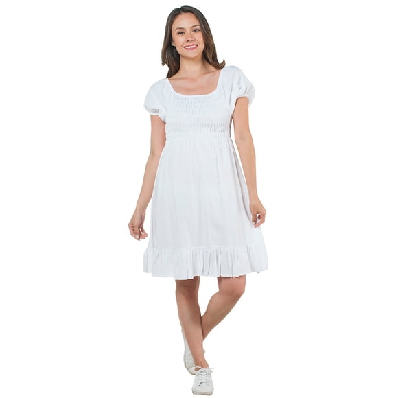 Vestido Maternidad Mujer Algodón Fresco Cómodo Vestido Embarazo Primavera Casual Amplio Color Blanco