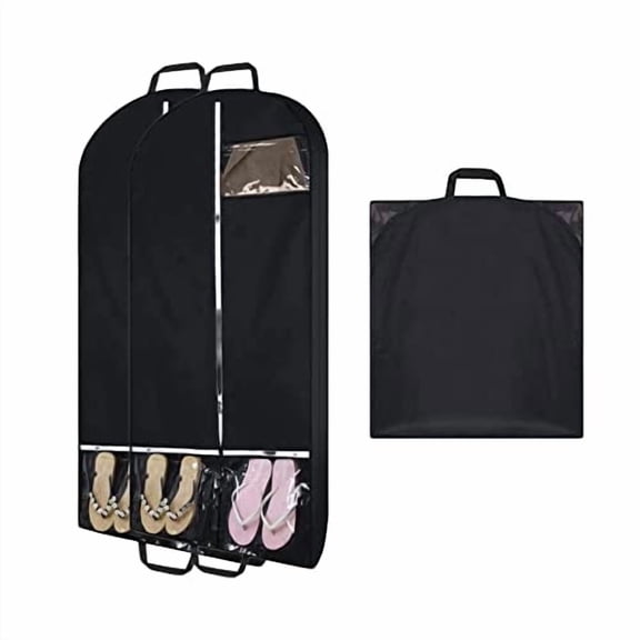 Garment Bags Heavy Duty for Travel Suit Bags Closet Storage 2 Handles Hanging Clothes Bag with Clear Pockets Mens Women Suit Cover for Shirts Coats Dresses (2 Packs,24″x50″)