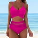 thumbnail image 2 of MKLEKYY Trajes De Baños Women Mesh High Waisted Bikini Sexy Push Up Two Piece Swimsuits Vintage Swimsuit Two Piece Retro Ruched High Waist Print Bikini Set, 2 of 6
