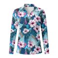 thumbnail image 4 of Xoenoiee Tropical Hibiscus Palm Leaves Print Golf Shirts for Women Long Sleeve Collared Tops Loose Summer Work Travel Blouses V-Neck Polo Shirts Business Casual Work Tops Dressy Blouses, Size XS, 4 of 7
