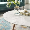 thumbnail image 3 of Modway Lippa 40" Artificial Marble Coffee Table with Tripod Base in Walnut/White, 3 of 3