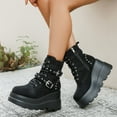 thumbnail image 6 of Black Ladies Round Toe Lace Up Boots With Wedge Heel For Casual Winter Wear, 6 of 9