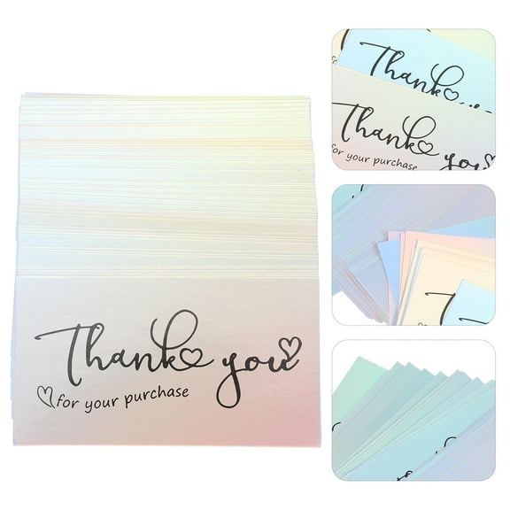 LEORX 50pcs Thank You Postcards Thank You Card Multi colored Coated Paper Simple Design Customer Appreciation