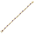 thumbnail image 2 of Gem Stone King 18K Yellow Gold Plated Silver Purple Amethyst and White Lab Grown Diamond Bracelet for Women (2.27 Cttw, Gemstone February Birthstone, Round 4MM, 7.5 inch), 2 of 6