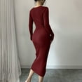 thumbnail image 7 of Roncen Women's Solid Knit Dress - Bodycon Fit Stretchy Pencil Dress with Casual Chic Style, Flattering Silhouette for Daily Wear Office Outfits, 7 of 7