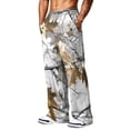 thumbnail image 6 of LTTVQM Leaf Print Camouflage Full Length Pants for Men 2026 Scenic Realtree Camo Stretch Elastic Waist Big Side Storage Pockets Daily Wide Leg Pants Light Gray 3XL, 6 of 7