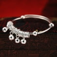 thumbnail image 6 of Besufy Adult Women Baby Bangle Infant Baby Silver Plated Adjustable Bell Bangle Hand Foot Bracelet Jewelry, 6 of 7