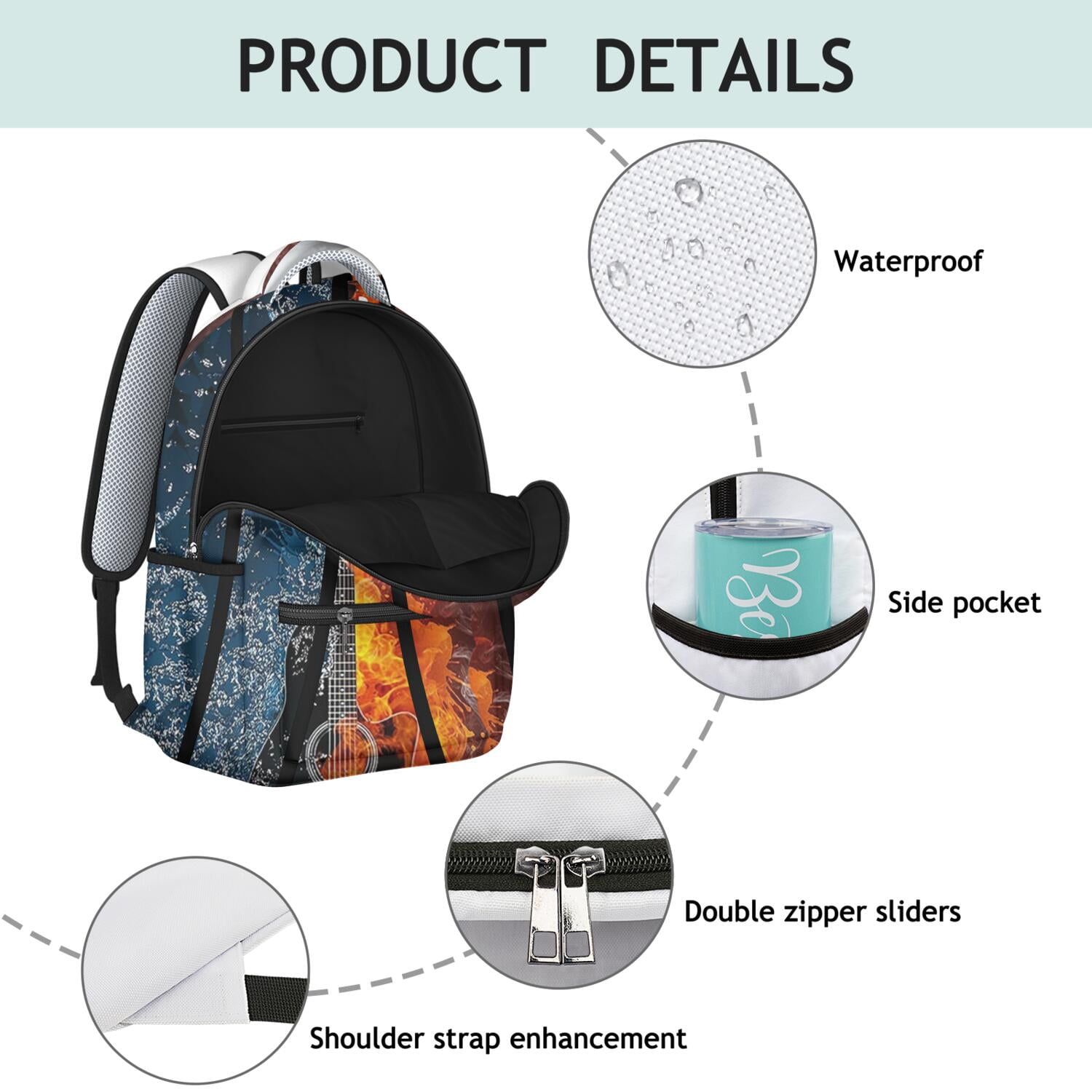 Breathable Backpack for Kids - Waterproof Daypack with Baseball & Football Prints