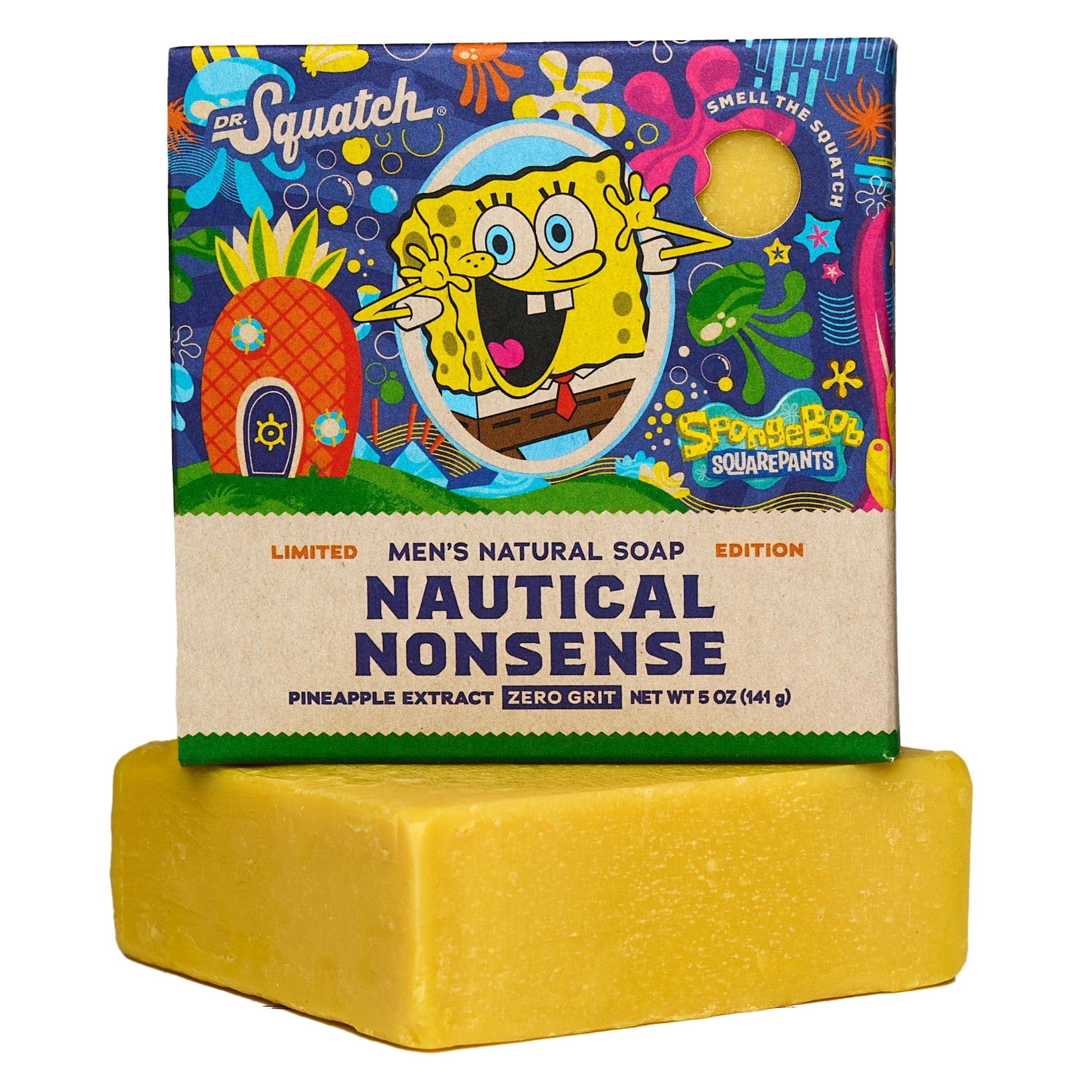 Dr. Squatch SpongeBob SquarePants Limited Edition Natural Bar Soap for Men, Nautical Nonsense, 5 oz