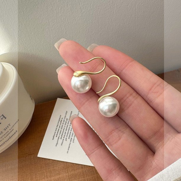 Pendientes de flores de perlas francesas con diseño de nicho bajo la luna, bonitos pendientes retro con aguja plateada para mujer, construcción duradera