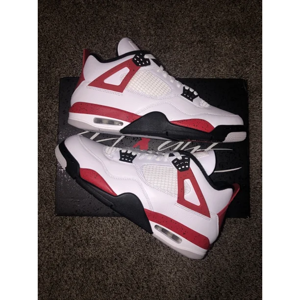 Ni-k-e Mens Size 11.5 - Ni-k-e Air Jordan 4 Retro Red Cement White Black (DH6927-161) NEW