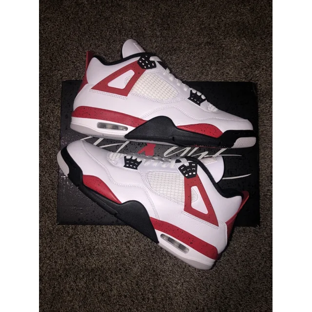 Ni - ke Mens Size 11.5 - Ni - ke Air Jordan 4 Retro Red Cement White Black (DH6927-161) NEW