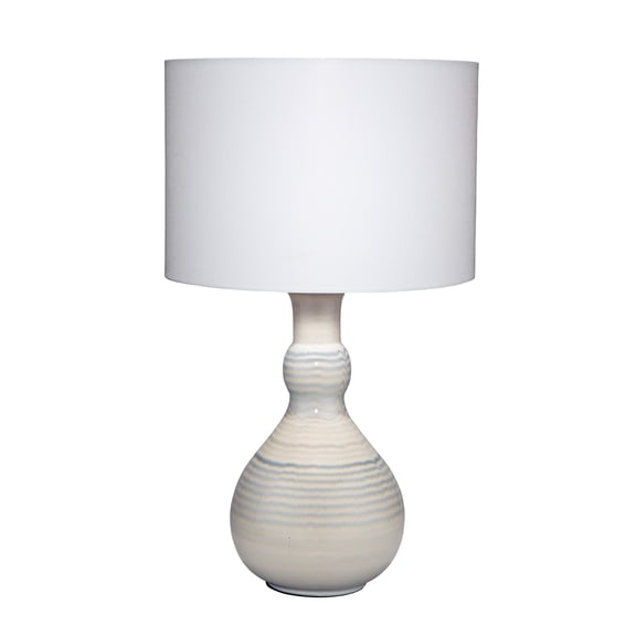 J&D Designs Droplet Ceramic Table Lamp with Linen Shade Blue
