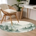 thumbnail image 6 of Foggy Forest Green Round Rug 4ft Washable Circle Entryway Rugs Non Slip Watercolor Trees Vintage Area Rug Indoor Floor Carpet for Bedroom Kitchen Living Room Home Office Dining Room Nursery, 6 of 9