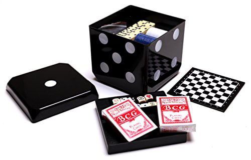 Cards Poker Dice /& Backgammon 6 in 1 Games Cube Set Dominoes Chess Draughts