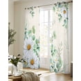 thumbnail image 5 of Spring Floral Sheer Curtains 63 Inch Length 2 Panels Set for Living Room/Bedroom, Daisy Eucalyptus Leaves Watercolor Rustic Kitchen Curtains Grommet Semi-Sheer Curtains Window Treatments 42"x63"x2, 5 of 7