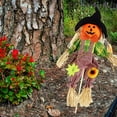 thumbnail image 3 of XHKUYI Halloween Pumpkin Scarecrow Decoration 23.6 inch, Halloween Fall Harvest Standing Scarecrow with Witch Hat and Bow, for Autumn Harvest, Halloween Yard and Garden Decoration, 3 of 4