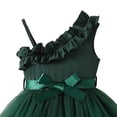 thumbnail image 4 of Scyoekwg Girls Dresses Slanted Shoulder Suspender Princess Dress Sleeveless Cute Dresses Crew Neck Solid Color Comfy Dresses, Green, 7 Years, 4 of 5