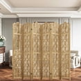 thumbnail image 3 of MAYEERTY 95x1x67 Inch Natural Charcoal Coin Wooden Folding Privacy Screen, 6 Panel Set for Home & Patio, 3 of 6