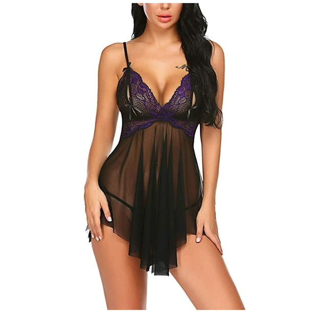 Camisole Lingerie Porn - Women Sling Lace Print Lingerie Sexy Camisole Nightdress Skirt Sexy  Underwear - Walmart.com