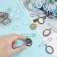 thumbnail image 3 of Kit para hacer broches (8 piezas) para bricolaje, incluye 8 bandejas de hierro para broches y 8 cabujones ovalados de cristal transparente para ramos de broches., 3 of 7