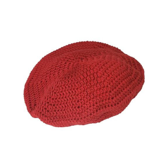 Womens Red Crochet Beret Hat