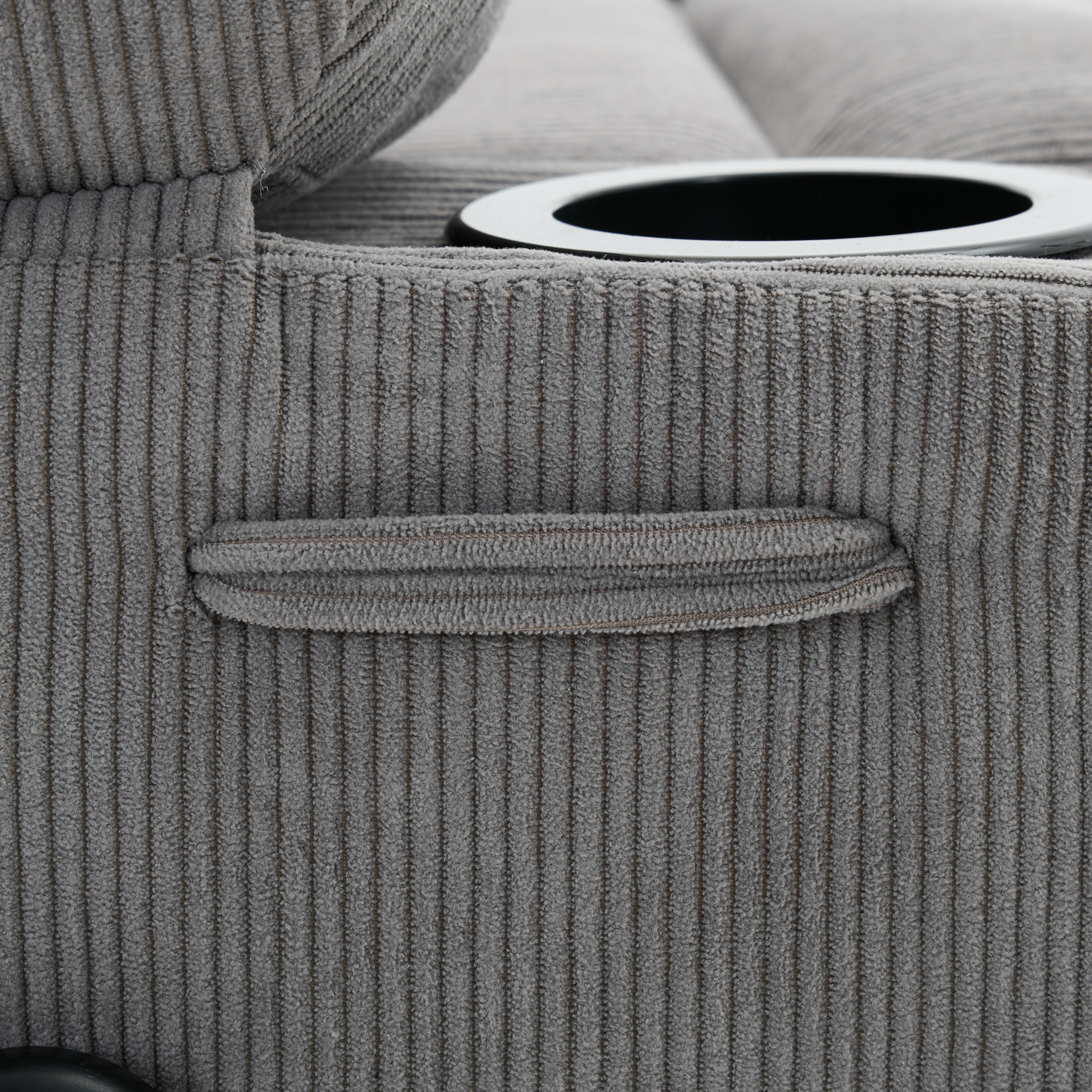 Noble House Corduroy Recliner with Heat & Massage, Remote-Control Assist Chair for Seniors, Gray