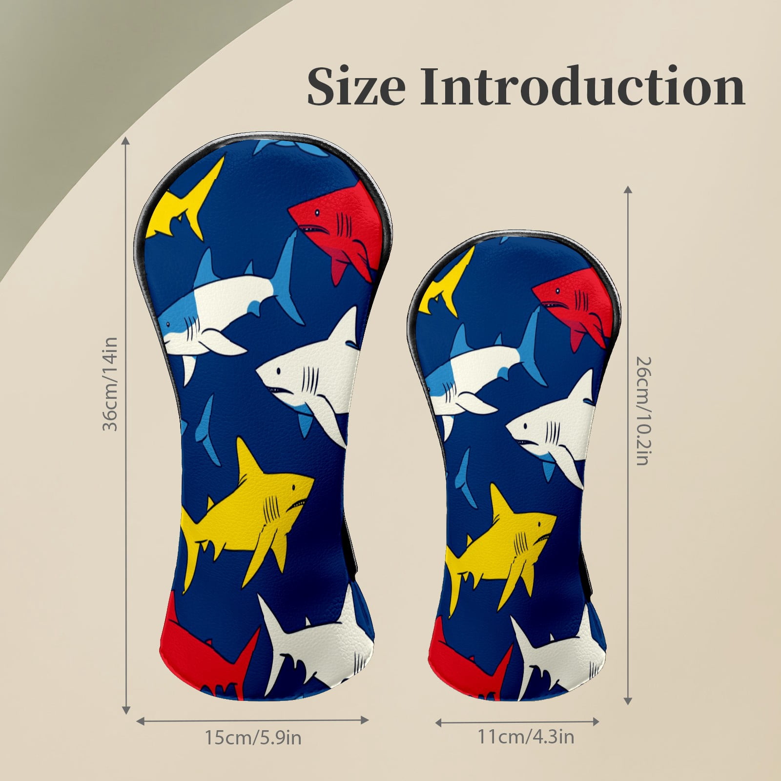 Golf Club Head Covers Shark_ColorfulUnderwater Premium Plush Velvet Lining, Waterproof Golf Headcovers Driver & Fairway Woods for Scratch Protection Novelty Gift for Men & Women