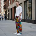 thumbnail image 6 of Men's pajama pants with vibrant， abstract cat print， soft home pajama pants， casual and comfortable loose fit pajama pants， elastic waistband， the ideal gift for birthdays and holidays., 6 of 10