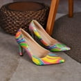 thumbnail image 5 of Women‘s Print Pointed Toe High Heels Sexy Hot sales low heel colorful printing ladies heel shoes fashion shoes pumps, 5 of 7