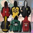 thumbnail image 2 of Sudadera con capucha de anime con estampado 3D, sudadera tipo pulóver, mono D Luffy, Ace, Sabo, Shanks, Law, traje de chándal de batalla, ropa de abrigo informal, 2 of 4