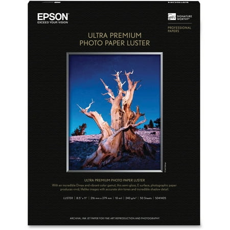 - Epson, EPSS041405, Ultra Premium Luster Photo Paper, 50 / Pack, White