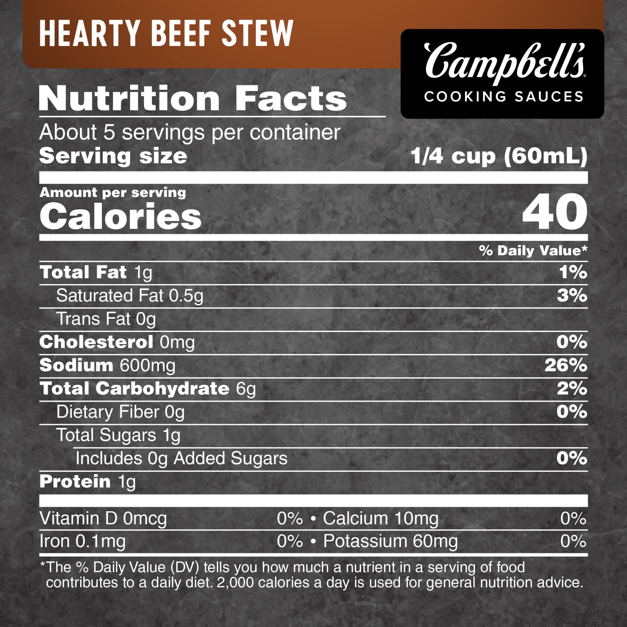 Campbell's Cooking Sauces, Hearty Beef Stew, 12 oz Pouch