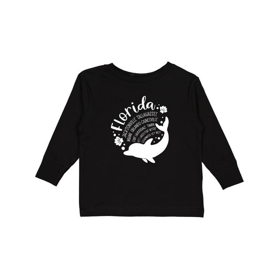 Inktastic Florida Cities with Dolphin Boys or Girls Long Sleeve Toddler T-Shirt