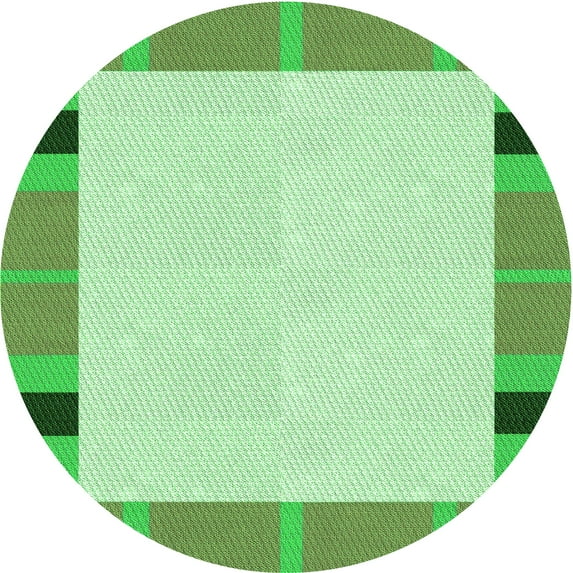 Ahgly Company Machine Washable Indoor Round Transitional Green Area Rugs, 8' Round