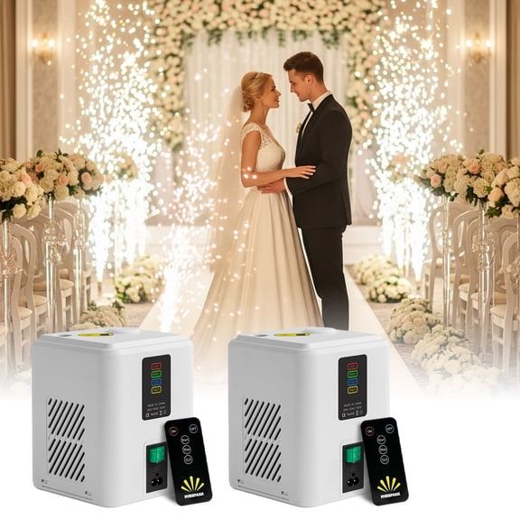 2pcs 350W Mini Cold Spark Machine with 10×50g Consumables, 2-3.5m Effect Portable & Auto Safety Cutoff FX Device for Stage Wedding Event Special Effects(White)