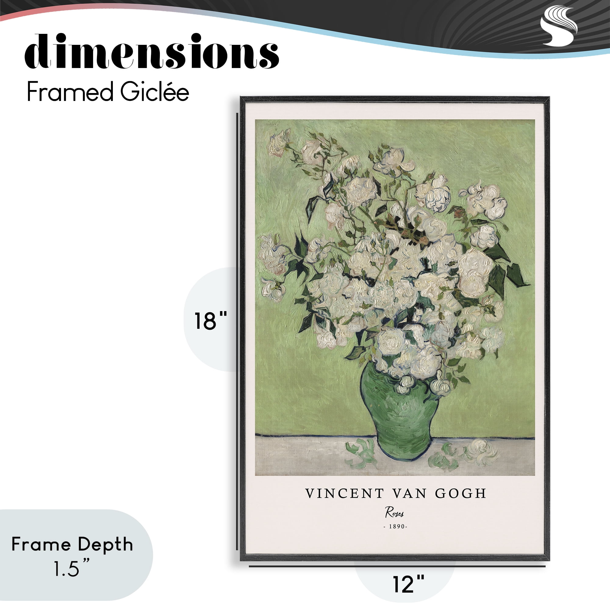 Stupell Industries Classic Roses Van Gogh Black Framed Giclee Art, design by Vintage Hustle