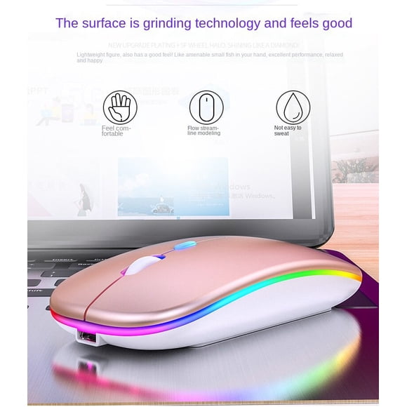 2.4G Wireless Charging Bluetooth Dual-Mode Charging Silent Mouse Office Wireless Mouse-Dual mode luminous version D