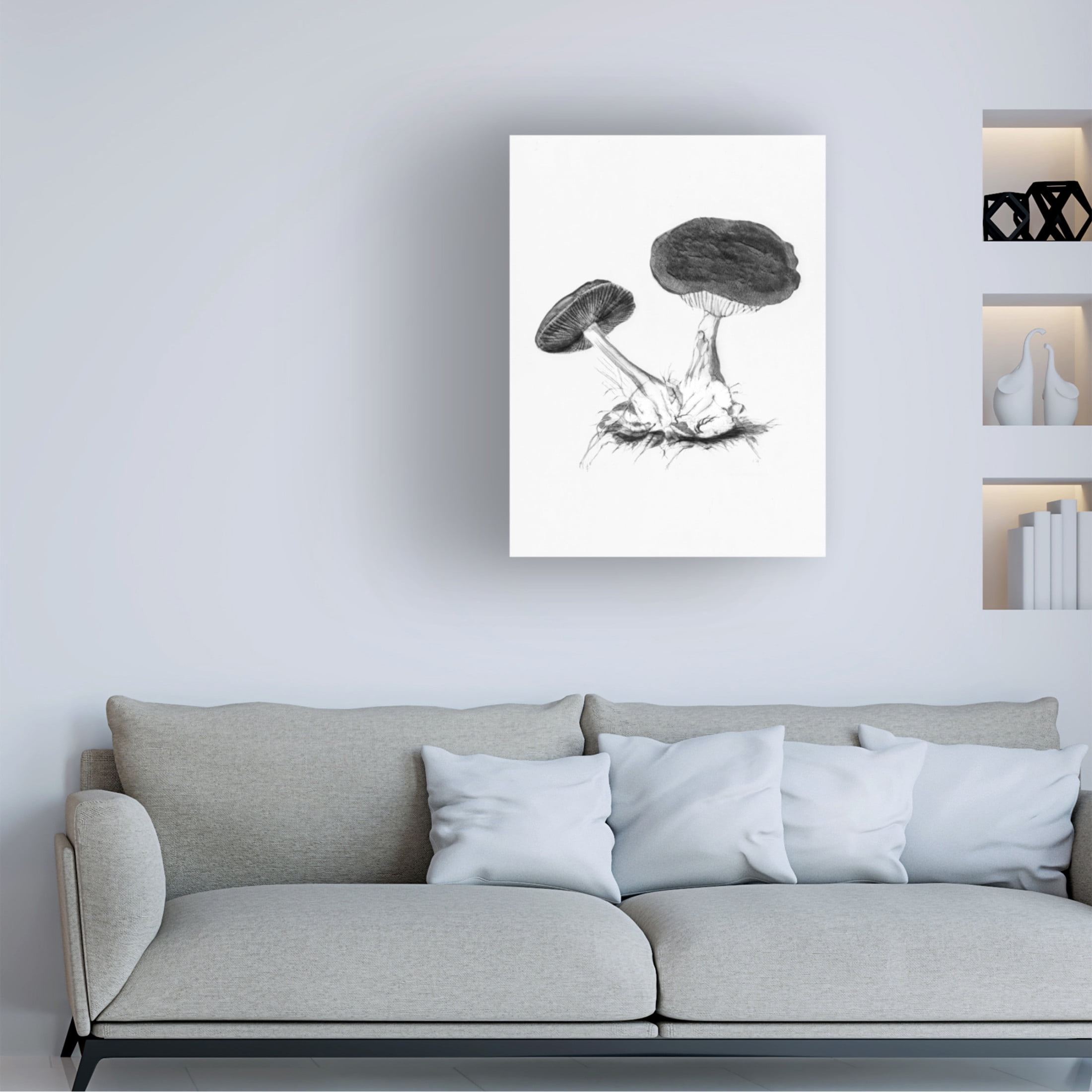 Trademark Fine Art Pictufy   Vintage Violet Webcap Mushroom Bright BW Canvas Wall Art