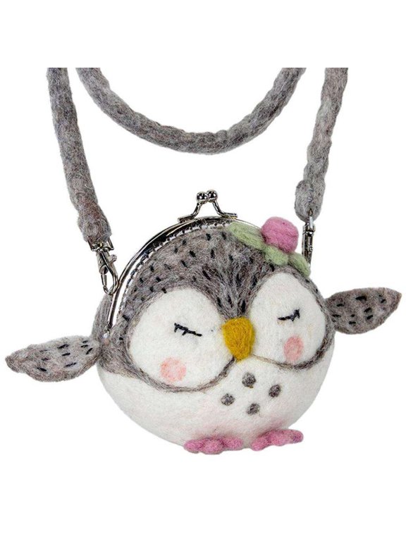 Wild Woolies DZI222003000 Handmade & Fair Trade Felt Critter Purse, Olivia Owl