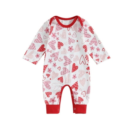 

Licupiee Newborn Baby Girls Boys Rompers Valentine s Day Clothes Heart Print Long Sleeve Jumpsuits Infant Bodysuits